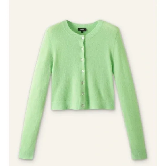 ME+EM Responsible Alpaca Wool Crop Cardigan Green Women’s Size Large - Picture 2 of 11